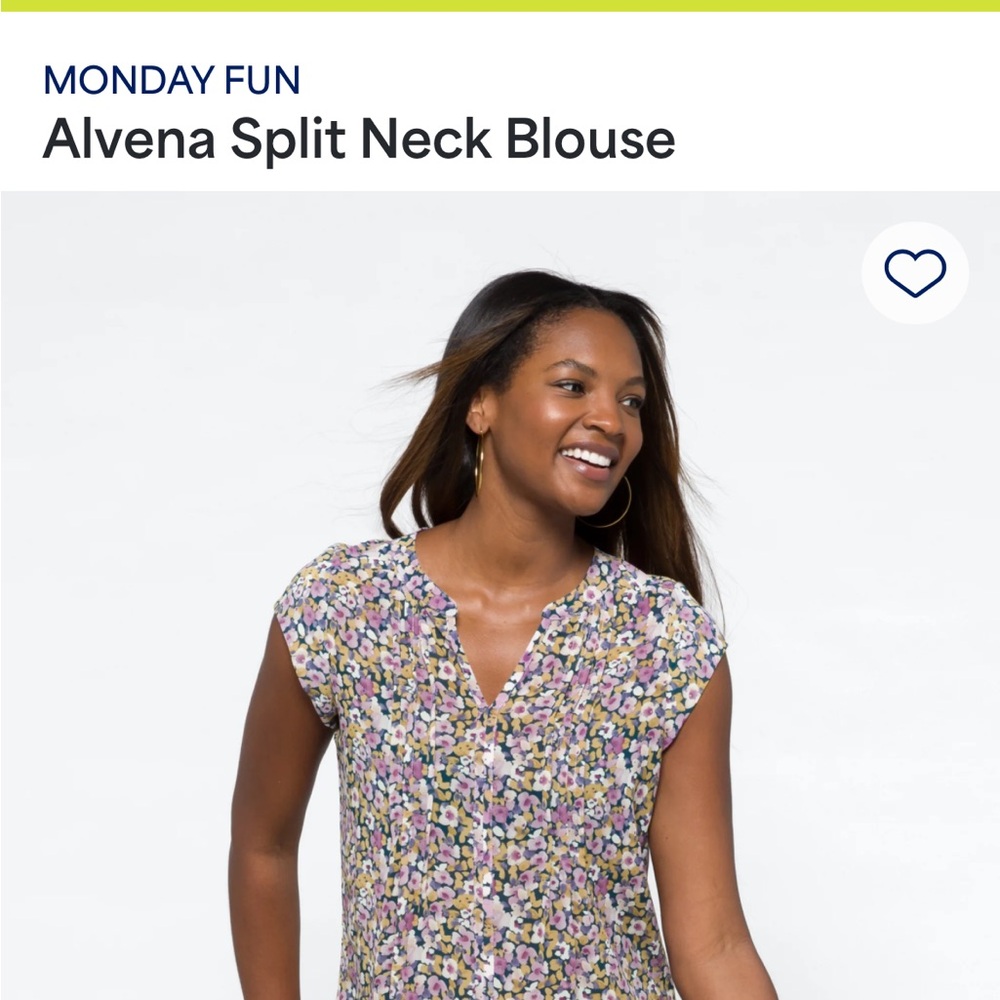 Women’s Fun2Fun Alvena split neck short sleeve blouse, size XL
